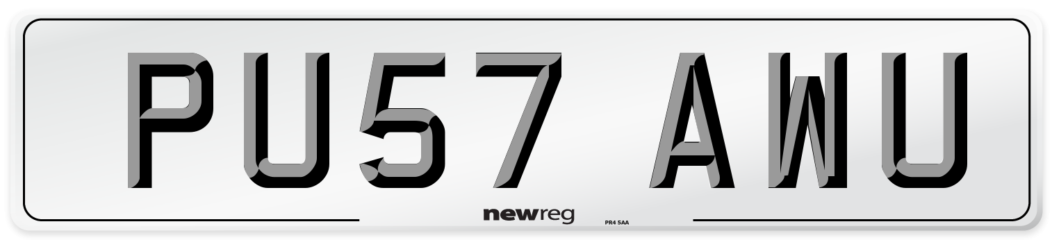 PU57 AWU Number Plate from New Reg